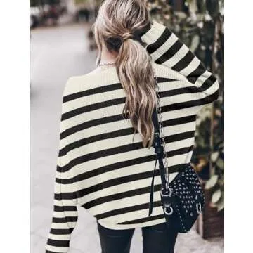 Womens Oversized Knitted Sweater - Casual Mock Neck Design