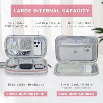 FYY Travel Cable Organizer Bag Pouch Electronic Accessories Carry Case Portable Waterproof Double Layers All-in-One Storage for Cable, Cord, Charger, Phone,-Pattern Pink(M)