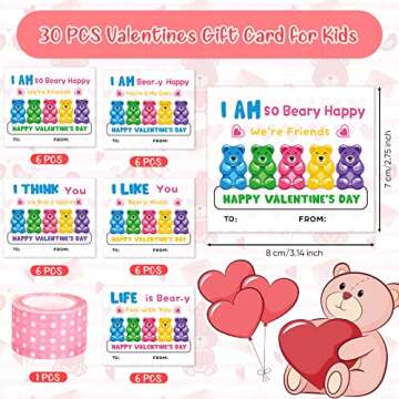 Sabary 30 Set Valentine's Day Gift for Kids Classroom Include Valentines Day Cards School Plastic Be...