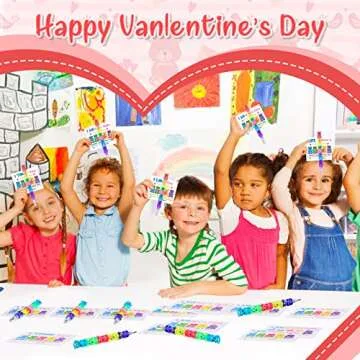 Sabary 30 Set Valentine's Day Gift for Kids Classroom Include Valentines Day Cards School Plastic Bear Pencils Kids' Pencils with Tape for Classroom School Valentine Exchange Gifts (Pencil)