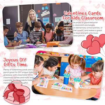 Sabary 30 Set Valentine's Day Gift for Kids Classroom Include Valentines Day Cards School Plastic Bear Pencils Kids' Pencils with Tape for Classroom School Valentine Exchange Gifts (Pencil)