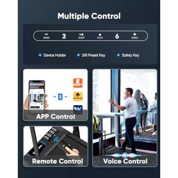 COZYINN Walking Pad Under Desk Treadmill: 2 in 1 Folding Incline Treadmill for Home Office with Console Remote APP Control - 2.5HP Quiet Portable Foldable Walking Pad with 320lbs Capacity LED Screen