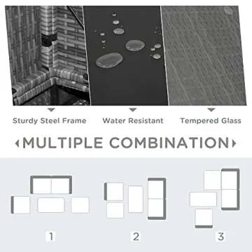 SUNVIVI OUTDOOR 5 Pieces Patio Furniture Sets All Weather Outdoor Sectional Sofa Manual Weaving Wicker Rattan Outdoor Conversation Set with with Cushion and Glass Table, Grey