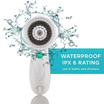 Waterproof Facial Cleansing Spin Brush Set with 3 Exfoliating Brush Heads - Complete Face Spa System by Fancii - Advanced Microdermabrasion for Gentle Exfoliation