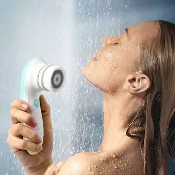 Waterproof Facial Cleansing Spin Brush Set with 3 Exfoliating Brush Heads - Complete Face Spa System by Fancii - Advanced Microdermabrasion for Gentle Exfoliation