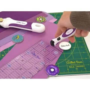 The Quilted Bear Rotary Cutter - Ergonomic Soft Grip Rotary Cutter for Fabric with Sharp Cutting Blade & Easy Blade Replace System (18mm Rotary Cutter)