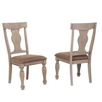 Kings Brand Furniture - Almon 2-Tone Brown Wood 7-Piece Dining Room Set, Table & 6 Chairs