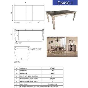 Kings Brand Furniture - Almon 2-Tone Brown Wood 7-Piece Dining Room Set, Table & 6 Chairs