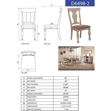 Kings Brand Furniture - Almon 2-Tone Brown Wood 7-Piece Dining Room Set, Table & 6 Chairs
