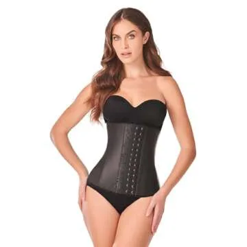 Ann Chery 2021 Clasica 3 Hooks Fajas Latex Waist Trainer with Hot Cream 120g. (Black, Medium (Waist 29,5-31,5 Inches))