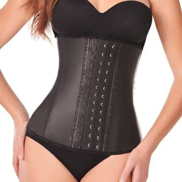 Ann Chery 2021 Clasica 3 Hooks Fajas Latex Waist Trainer with Hot Cream 120g. (Black, Medium (Waist 29,5-31,5 Inches))