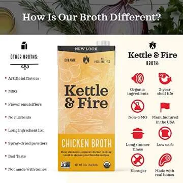 Kettle and Fire Organic Chicken Broth - Healthy Cooking Essential