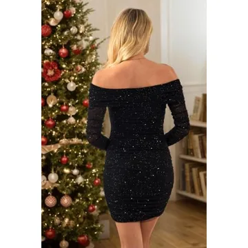 Stunning Off Shoulder Mini Dress with Sequins for Parties