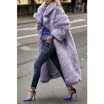 CHARTOU Women's Fluffy Faux Fur Overcoat in Purple