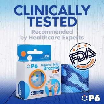 P6 Health Original Natural Anti-Nausea Relief Motion Car Sea Sickness Relief Children's Wrist Bands for Kids (2 Pack, Red - Red)