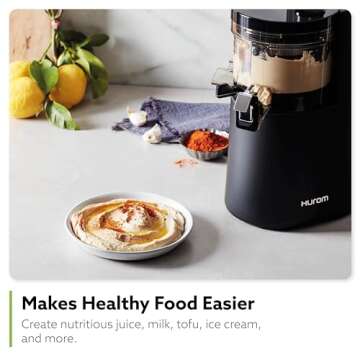 Hurom H-AA Slow Juicer, White | High Yield | Quiet 150 Watt Motor | BPA Free | 500ml (16.9oz) Chamber | Slow Squeeze | Quick & Easy Assembly | Cold Press Masticating Juicer