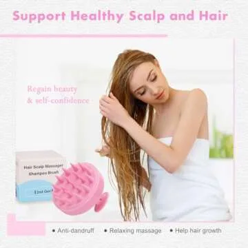 FREATECH Scalp Massager Hair Growth, Scalp Scrubber with Soft Silicone Bristles for Dandruff and Hair Care, Shampoo Brush Hair Massager Scalp Exfoliator for Wet & Dry, Long Curly Thick Hair, Pink