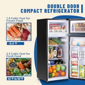 Stylish DEMULLER 4.5 CU.FT Compact Refrigerator with Freezer - Perfect for Dorms and Offices