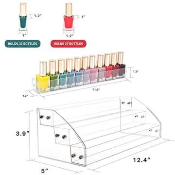 InnSweet 3 Layer Nail Polish Rack Tabletop Display, Stand Holds Up to 45 Bottles, Acrylic 3 Tier Essential Oils Holder, 12.4" x 5.0" x 3.9"
