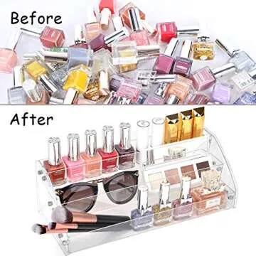 InnSweet 3 Layer Nail Polish Rack Tabletop Display, Stand Holds Up to 45 Bottles, Acrylic 3 Tier Essential Oils Holder, 12.4" x 5.0" x 3.9"