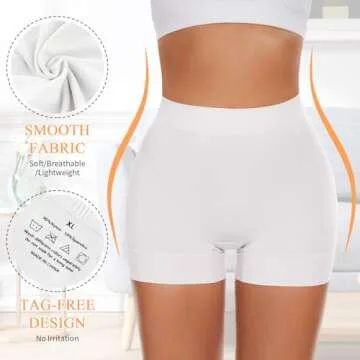 FRESBEIT Slip Shorts for Women Under Dress, Boyshorts Panties Anti Chafing Shorts Smooth Shapewear Shorts M
