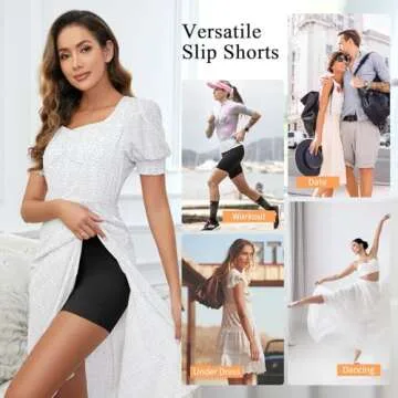FRESBEIT Slip Shorts for Women Under Dress, Boyshorts Panties Anti Chafing Shorts Smooth Shapewear Shorts M