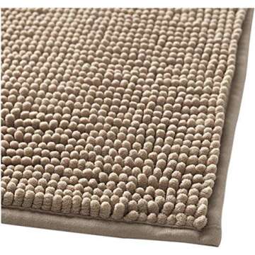 Klickpick Designs Thick Plush Bath Mats Soft Bath Mat Chenille Washable Bath Rugs Microfiber Shaggy Non Slip Bathroom Rug Anti Slip Absorbent Bath Rug Carpet with Non Skid Backing (24" x 35", Beige)
