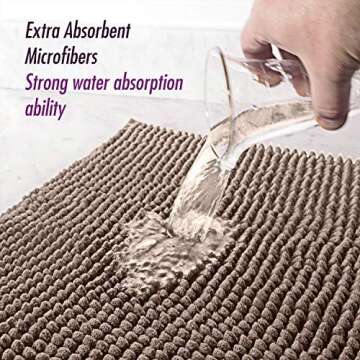Klickpick Designs Thick Plush Bath Mats Soft Bath Mat Chenille Washable Bath Rugs Microfiber Shaggy Non Slip Bathroom Rug Anti Slip Absorbent Bath Rug Carpet with Non Skid Backing (24" x 35", Beige)