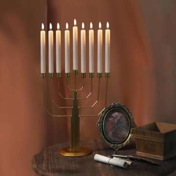 AimtoHome Hanukkah Menorah - Elegant Gold Candle Holder