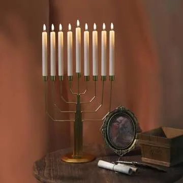 AimtoHome Hanukkah Menorah - Elegant Gold Candle Holder