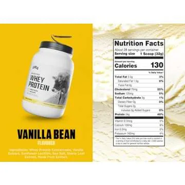 Levels Grass Fed Whey Protein Powder, No Artificials, 24G of Protein, Vanilla Bean, 2LB