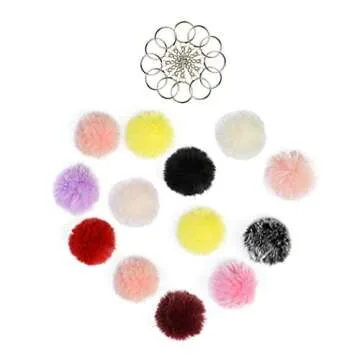 Tongcloud 30pcs Faux Fur Ball Pom Poms Keychains for Creative DIY Projects