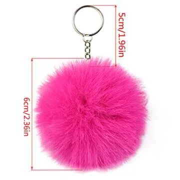 Tongcloud 30pcs Faux Fur Pom Poms Keychains for Crafters