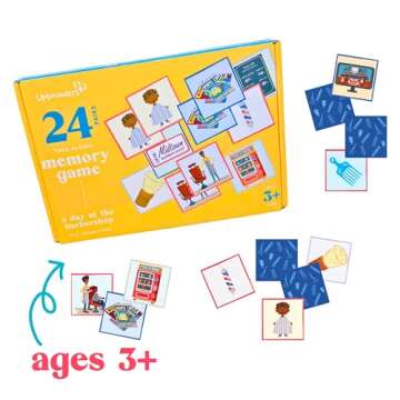 Upbounders - A Day at The Barbershop - Toddler Memory Matching Card Games for Kids - Montessori Learning Toy with African American Boy (Age 3+)
