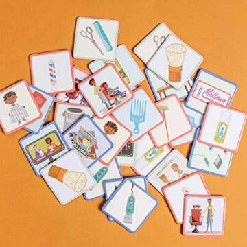 Upbounders - A Day at The Barbershop - Toddler Memory Matching Card Games for Kids - Montessori Learning Toy with African American Boy (Age 3+)