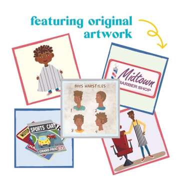 Upbounders - A Day at The Barbershop - Toddler Memory Matching Card Games for Kids - Montessori Learning Toy with African American Boy (Age 3+)