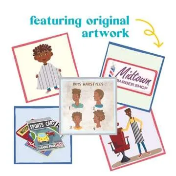 Upbounders - A Day at The Barbershop - Toddler Memory Matching Card Games for Kids - Montessori Learning Toy with African American Boy (Age 3+)