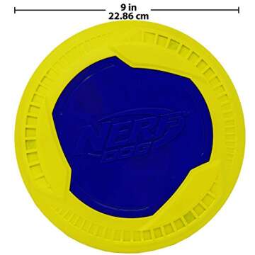 Nerf Dog Megaton Disc Dog Toy, Lightweight, Durable and Water Resistant, 9 Inches, for Medium/Large Breeds, Single Unit, Blue/Green