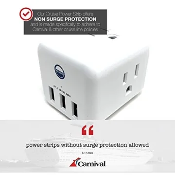 Cruise Approved Power Strip 6 Outlets 3 USB Ports Compact