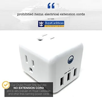 Cruise Approved Power Strip 6 Outlets 3 USB Ports Compact