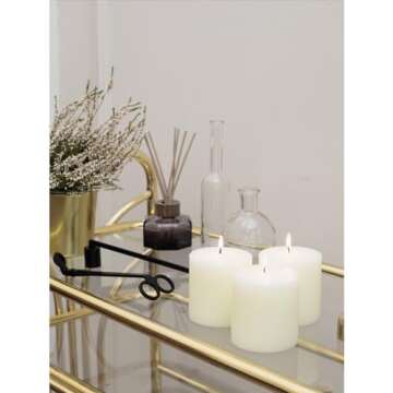 CANDWAX 3x3 Pillar Candle Set of 3 - Decorative Rustic Candles Unscented and Dinner Candles - Ideal as Wedding Candles or Large Candles for Home Interior - Ivory Candles