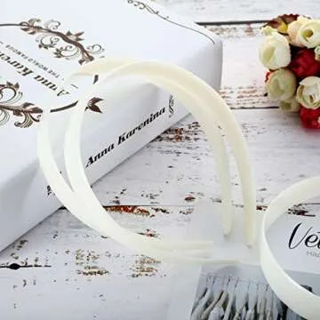 HESTYA White Plastic Headbands DIY 1 Inch Plain Blank No Teeth Hair Bands Plain Headbands for Women Halloween Christmas