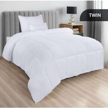 Utopia Bedding Down Alternative Comforter (Twin, White) - All Season Comforter - Plush Siliconized F...