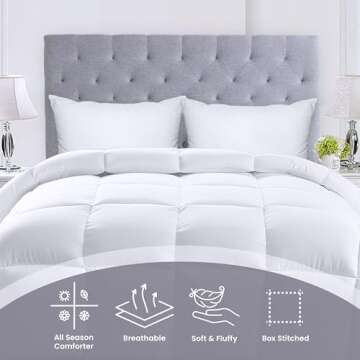 Utopia Bedding Down Alternative Comforter (Twin, White) - All Season Comforter - Plush Siliconized Fiberfill Duvet Insert - Box Stitched