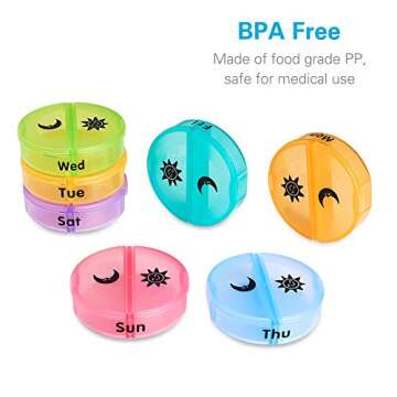 Weekly Pill Box 2 Times a Day, Portable Moisture-Proof Pill Organizer Case with Large Compartment fo...
