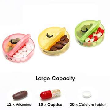 Weekly Pill Box 2 Times a Day, Portable Moisture-Proof Pill Organizer Case with Large Compartment for Vitamins, Supplements, Medication