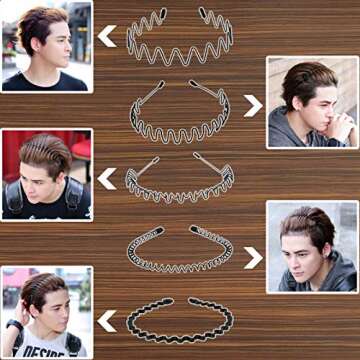 Timoo 5PCS Metal Spring Wavy Hairband for Men and Women