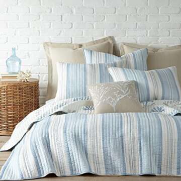 Levtex Home - Ipanema Quilt Set - Full/Queen Quilt + Two Standard Pillow Shams - Coastal - Blue, Tau...
