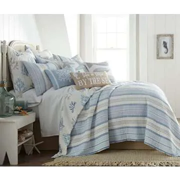 Levtex Home Ipanema Quilt Set - Coastal Blue and Taupe