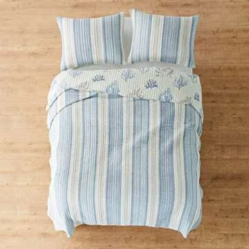 Levtex Home Ipanema Quilt Set - Coastal Blue and Taupe